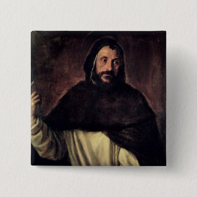 St. Dominic 2 Inch Square Button (Front)