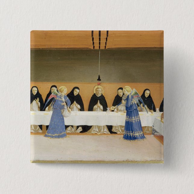 St. Dominic and his Companions Fed by Angels 2 Inch Square Button (Front)