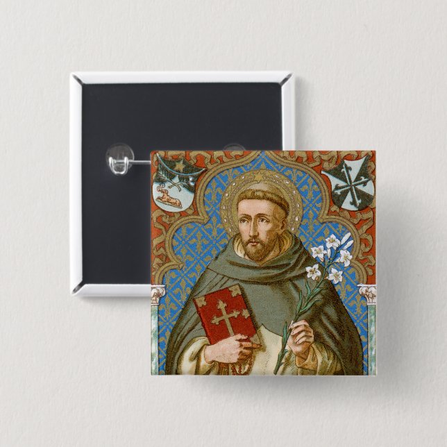St. Dominic de Guzman (BK 011) 2 Inch Square Button (Front & Back)