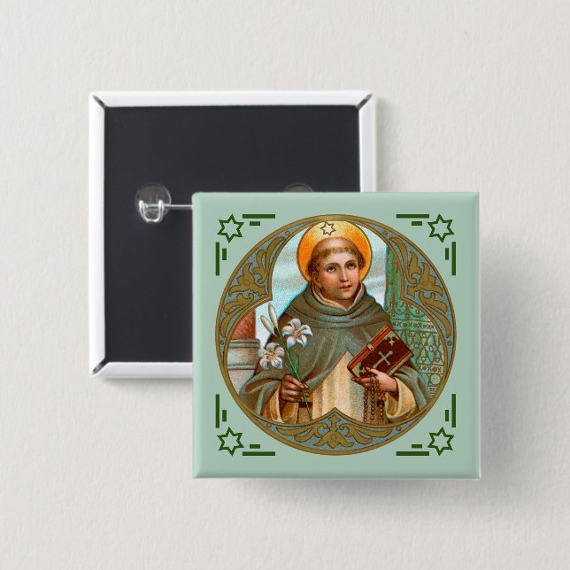 St. Dominic de Guzman (BK 07) 2 Inch Square Button (Front & Back)