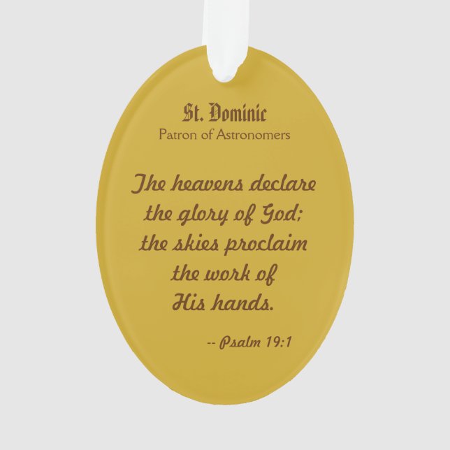St. Dominic de Guzman (PM 02) Acrylic Ornament (Back)