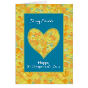 St Dwynwen's Day Daffodils Heart, for Fiancee