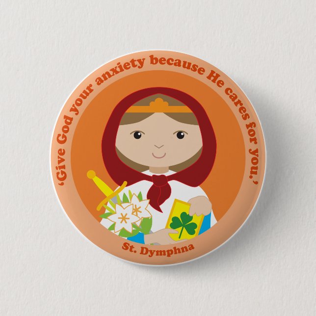 St. Dymphna 2 Inch Round Button (Front)