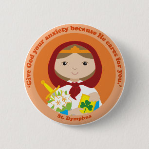 St. Dymphna 2 Inch Round Button
