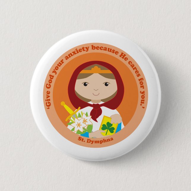 St. Dymphna 2 Inch Round Button (Front)