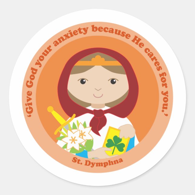 St. Dymphna Classic Round Sticker (Front)
