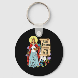 St Dymphna Purity Lily Patron Saint Mental Health  Keychain