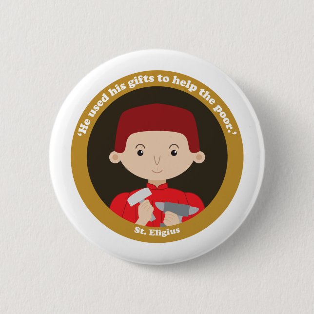 St. Eligius 2 Inch Round Button (Front)