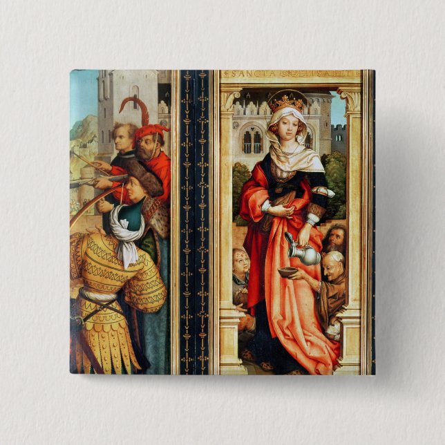 St. Elizabeth of Hungary 2 Inch Square Button (Front)