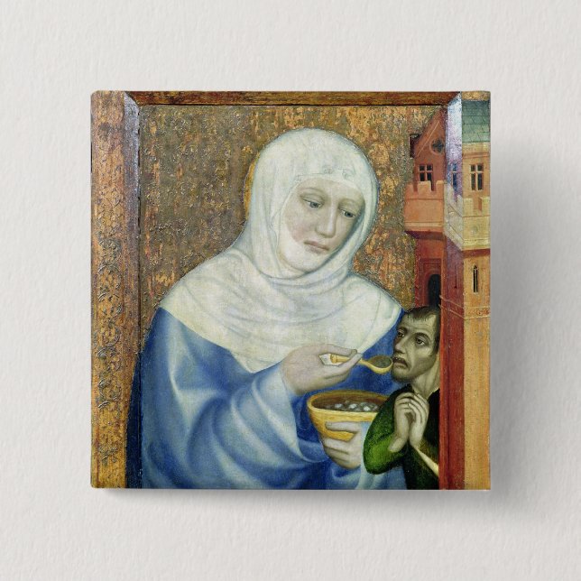 St. Elizabeth of Hungary 2 Inch Square Button (Front)