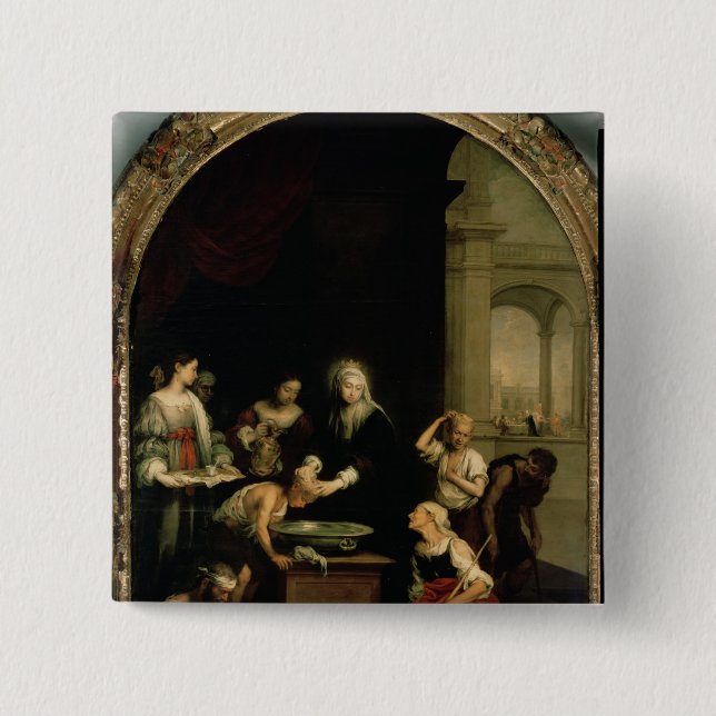 St. Elizabeth of Hungary 2 Inch Square Button (Front)