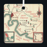 St. Emilion Bordeaux Wine Map Metal Ornament<br><div class="desc">A vintage map of the  St. Emilion - Pomerol  Bordeaux wine region repurposed on an ornament.  Keep the map on the back or add a message to the back or leave it blank - You choose!</div>