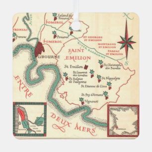  St. Emilion Bordeaux Wine Map Metal Ornament