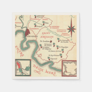 St. Emilion Bordeaux Wine Map Napkin