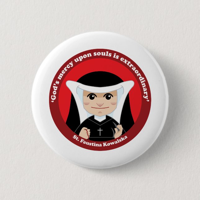 St. Faustina Kowalska 2 Inch Round Button (Front)