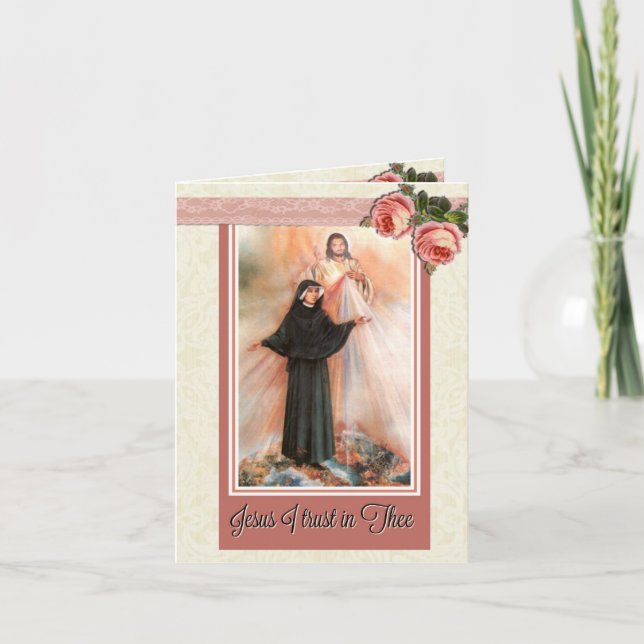 St. Faustina Note Card w/scriptural verse (Front)