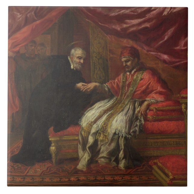 St. Filippo Neri Curing Pope Clemente VIII Tile (Front)