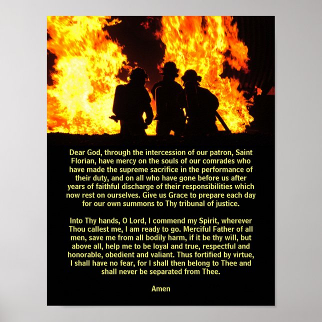 St. Florian Prayer (Said BY Firefighters) Poster (Front)
