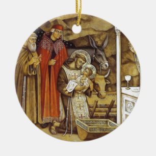 St Francis at the Nativity, mug key chain iPhone Ceramic Ornament