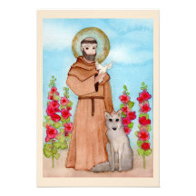 St. Francis Coyote Watercolor Folk Art Premium