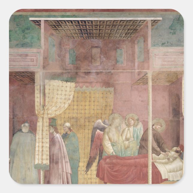 St. Francis Cures the Injured Man from Lerida Square Sticker (Front)