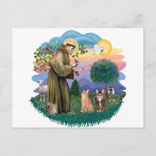 St Francis (ff) - Two Tabby cats Postcard