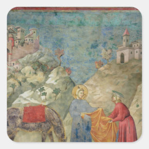 St. Francis Gives his Coat to a Stranger Square Sticker