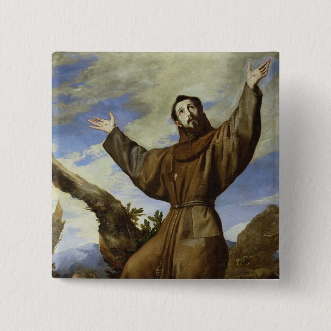 St. Francis of Assisi  1642 2 Inch Square Button (Front)