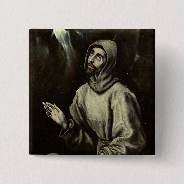 St. Francis of Assisi 2 Inch Square Button (Front)