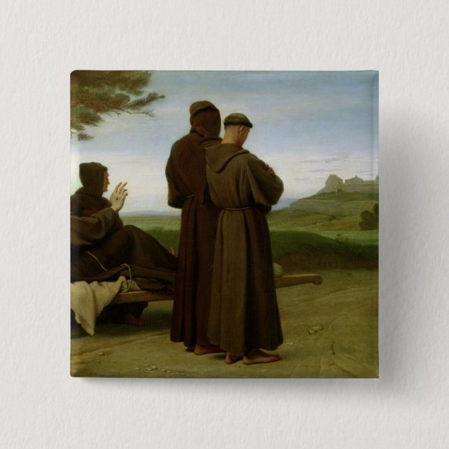 St. Francis of Assisi 2 Inch Square Button (Front)
