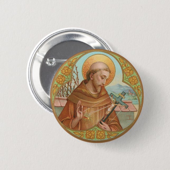 St. Francis of Assisi (BK 002) 2 Inch Round Button (Front & Back)