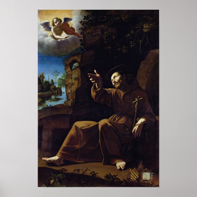St. Francis of Assisi Consoled by an Angel Poster (Front)