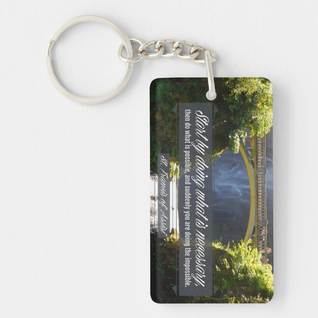 St Francis of Assisi Inspirational Quote "Doing" Keychain (Front)