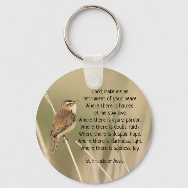 St. Francis of Assisi Prayer Bird Inspirational  Keychain (Front)