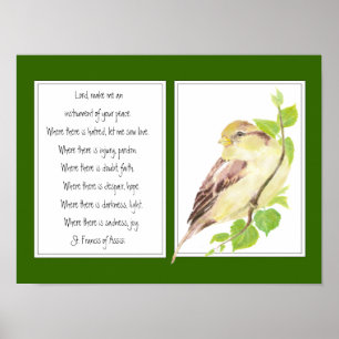 St. Francis of Assisi, Prayer Sparrow bird Poster