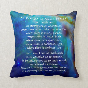 St Francis of Assisi Prayer Throw Pillow