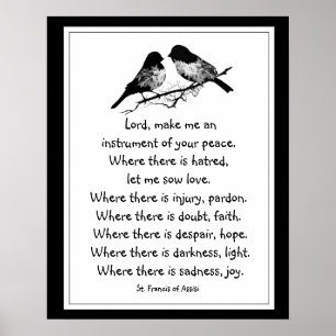 St. Francis of Assisi Prayer with Little Birds Poster
