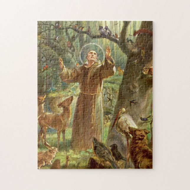 St Francis of Assisi preaching to animals Jigsaw Puzzle (Vertical)