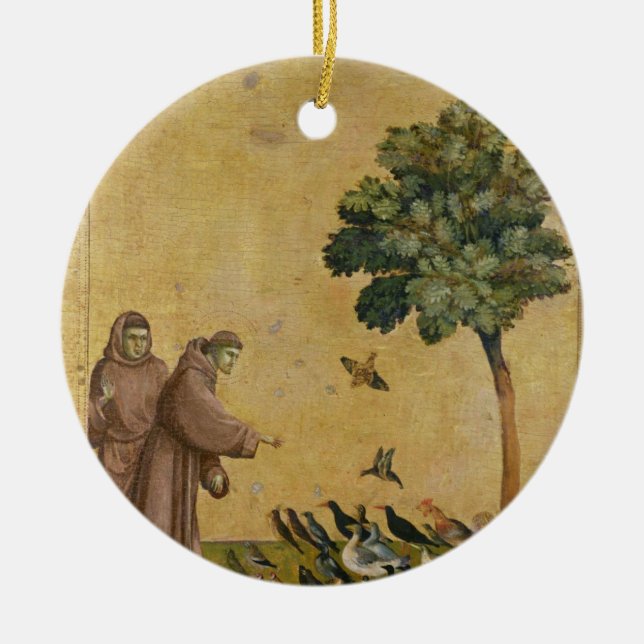 St. Francis of Assisi preaching to the birds Ceramic Ornament (Front)