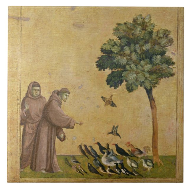 St. Francis of Assisi preaching to the birds Tile (Front)