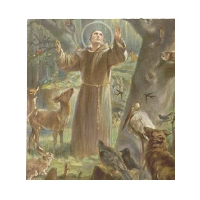 St. Francis of Assisi Surrounded by Animals Notepad (Front)