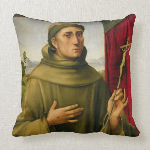 St. Francis of Assissi, c.1490 (tempera on panel) Throw Pillow