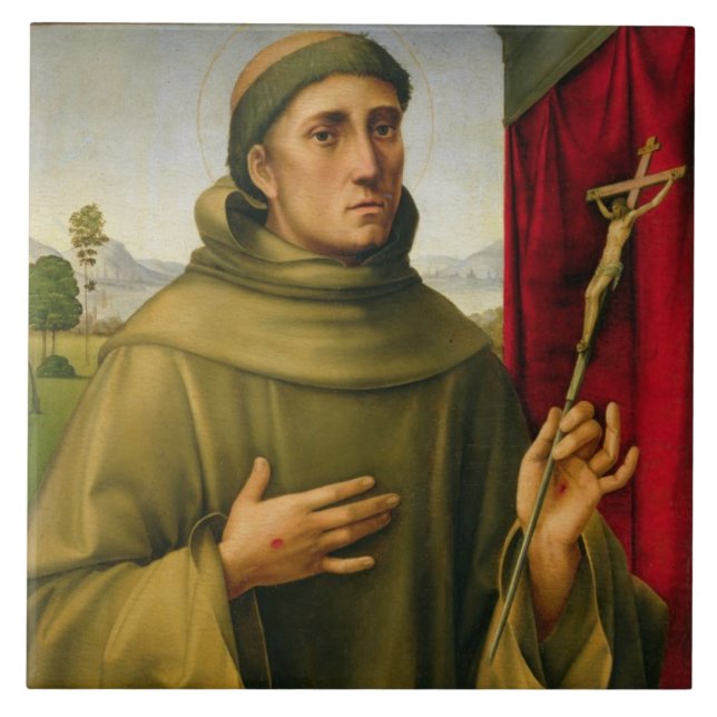 St. Francis of Assissi, c.1490 (tempera on panel) Tile (Front)