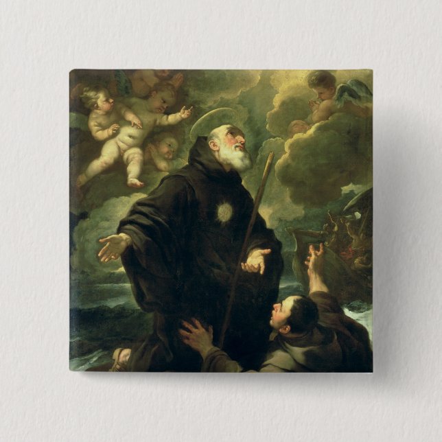 St Francis of Paola, 1416-1507) 2 Inch Square Button (Front)