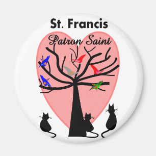 St Francis Patron Saint--Unique Tree and Animals Magnet