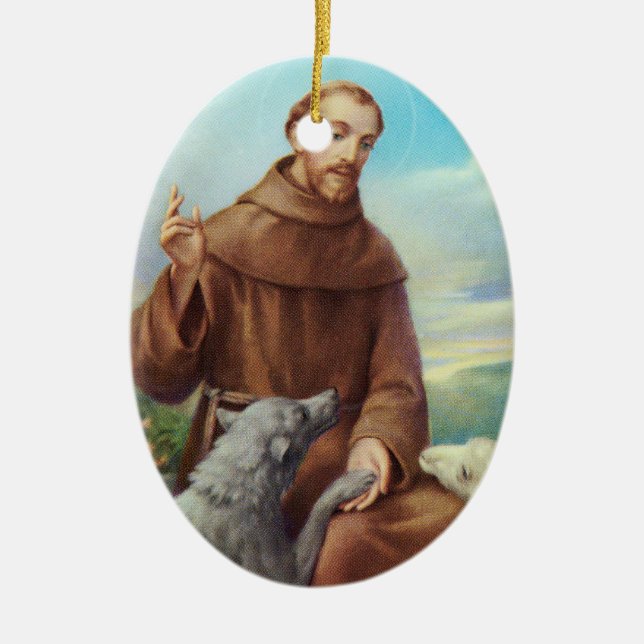 St. Francis Prayer for our Pets Ceramic Ornament (Front)