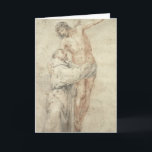 St. Francis Rejecting the World and Embracing Card<br><div class="desc">St. Francis Rejecting the World and Embracing Christ | by Bartolome Esteban Murillo | Art Location: Hamburger Kunsthalle,  Hamburg,  Germany | Spanish Artist | Image Collection Number: XKH179045</div>