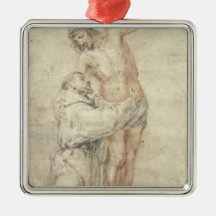St. Francis Rejecting the World and Embracing Metal Ornament