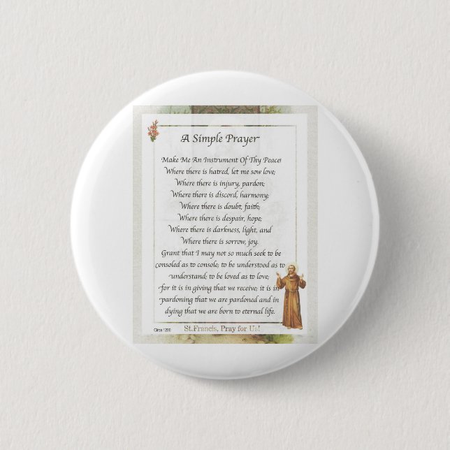 st. francis simple prayer 2 inch round button (Front)
