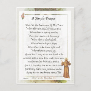 st. francis simple prayer for peace postcard